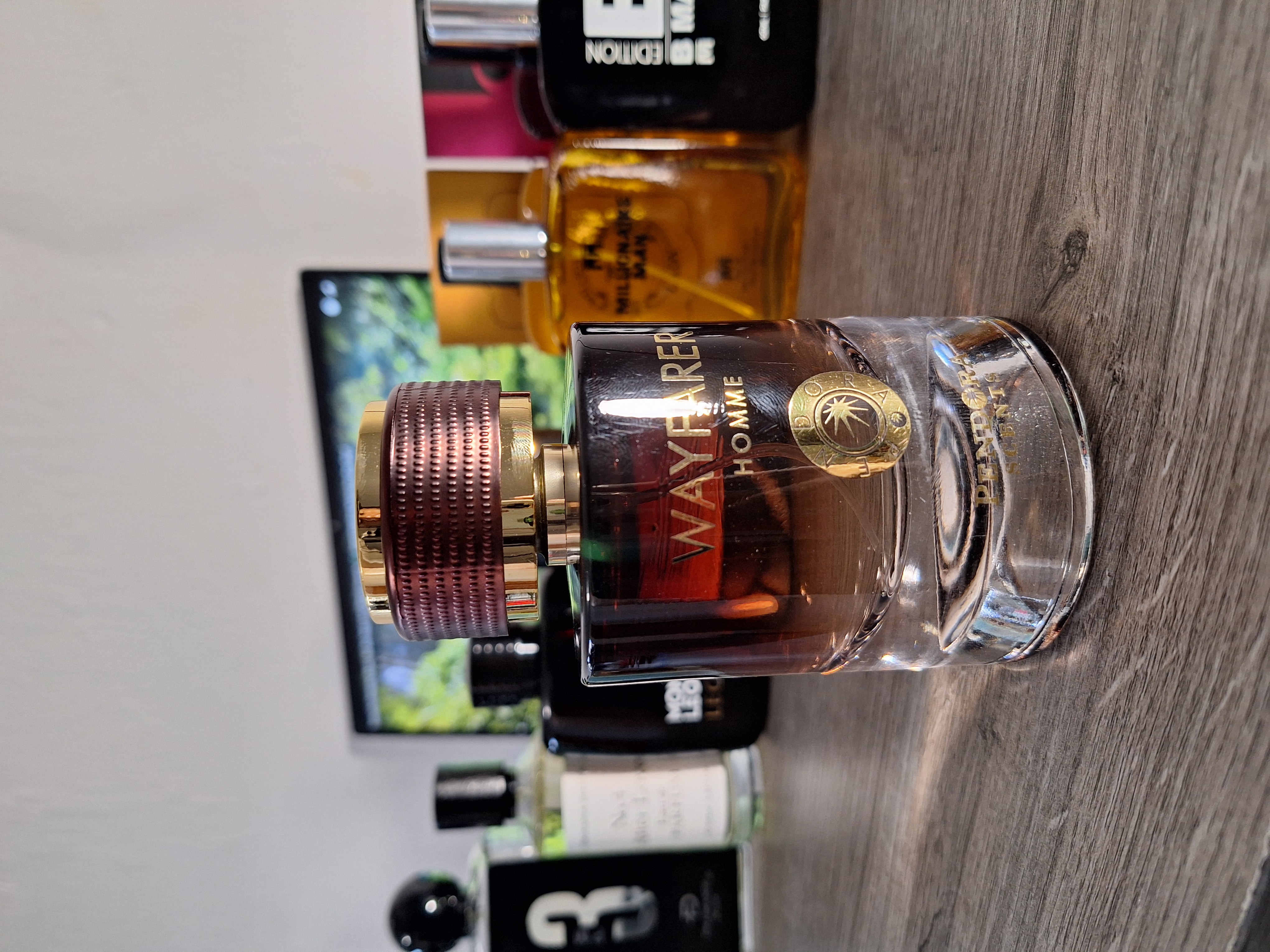 Wayfarer Home perfume bottle with minimalist design and amber liquid